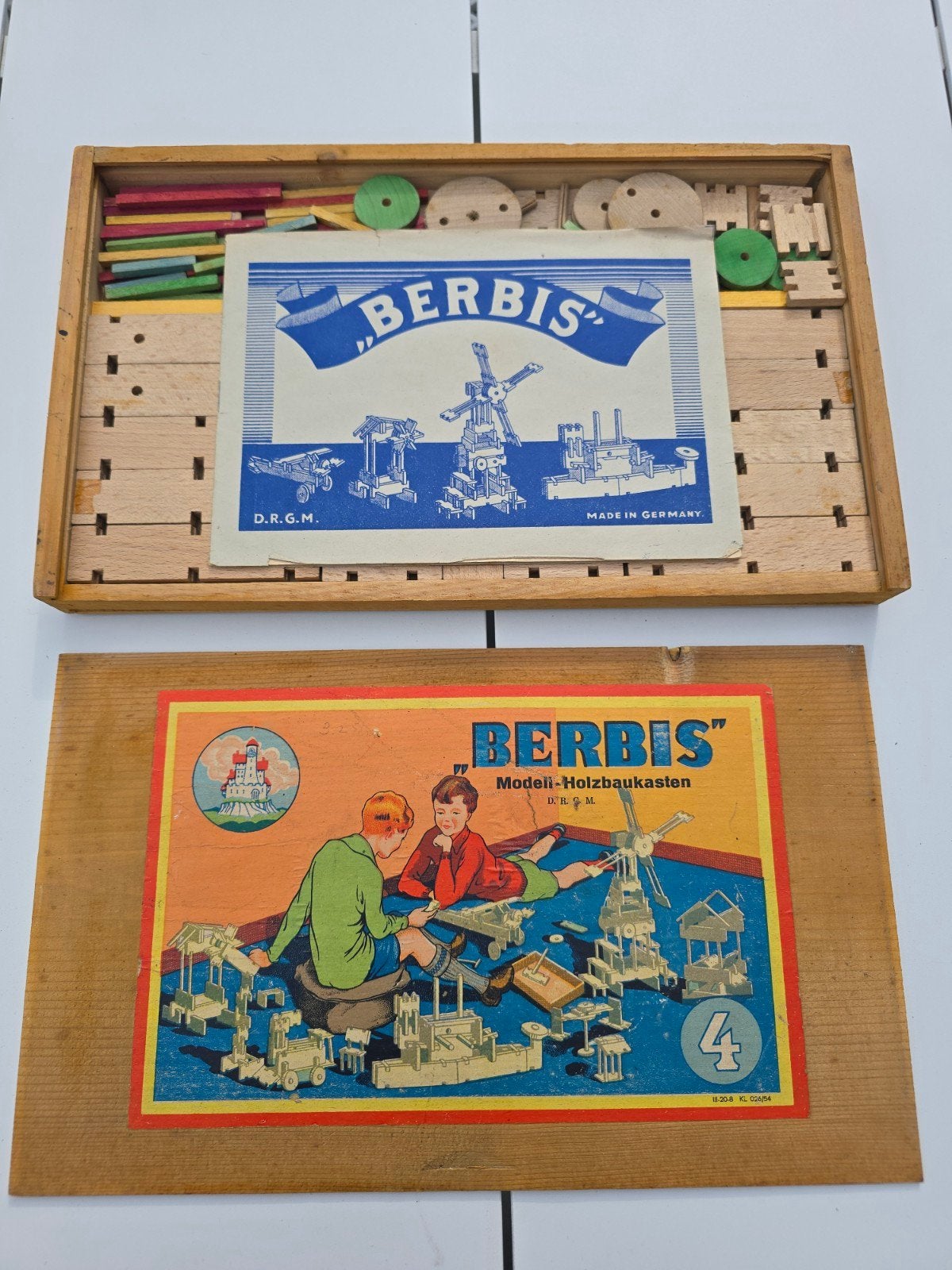 Antieke jaren 30 Berbis constructiebowspeelgoed doos nr4 €29, Antiek en Kunst, Ophalen of Verzenden
