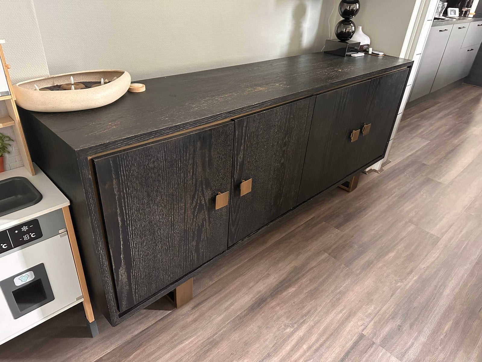 Richmond Interiors dressoir - Zwart eikenhout, Ophalen, Eikenhout, Zo goed als nieuw, 200 cm of meer
