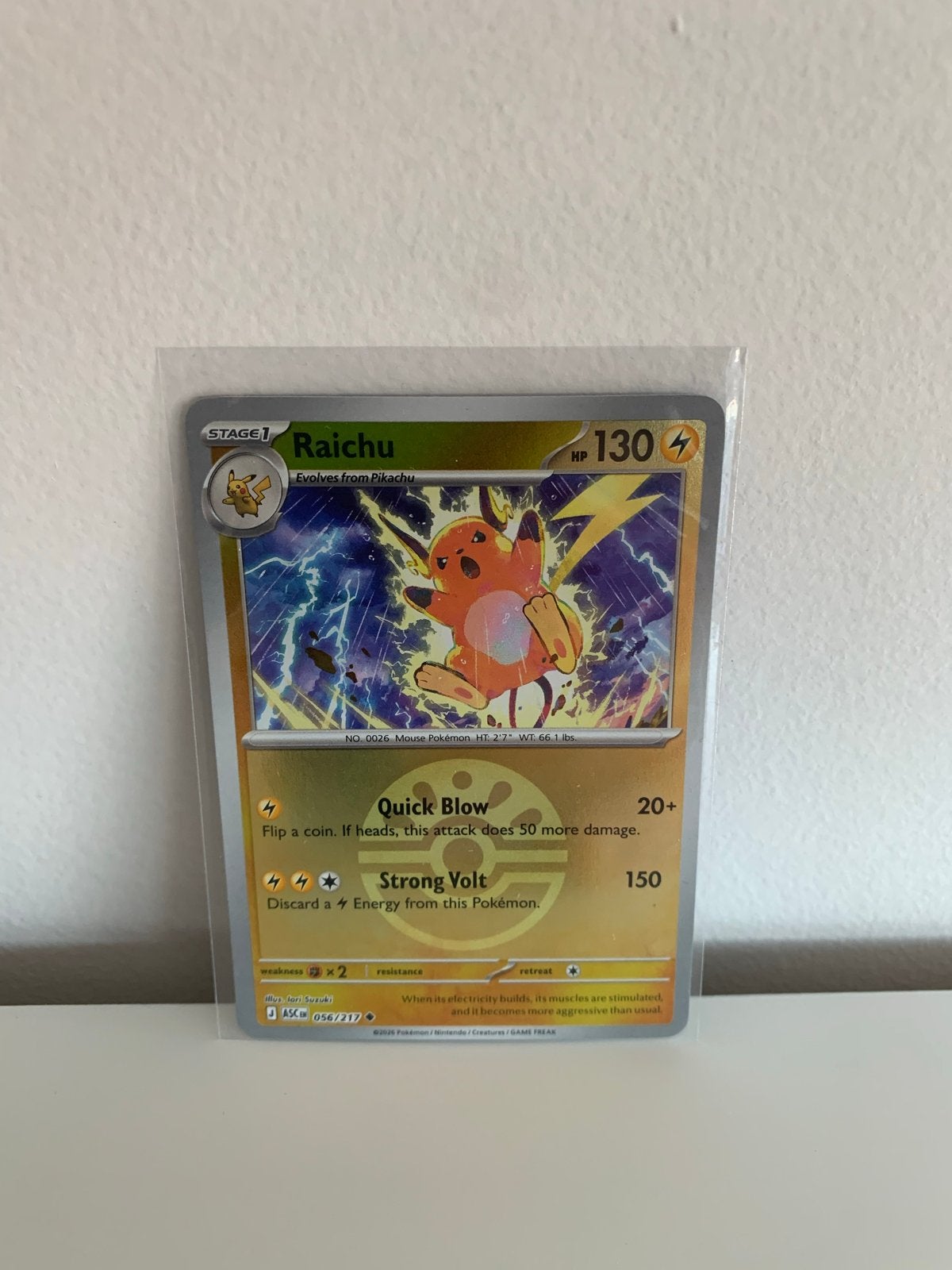 Raichu Pokémon Kaart - Stamp Reverse Holo, Ophalen of Verzenden, Zo goed als nieuw, Losse kaart