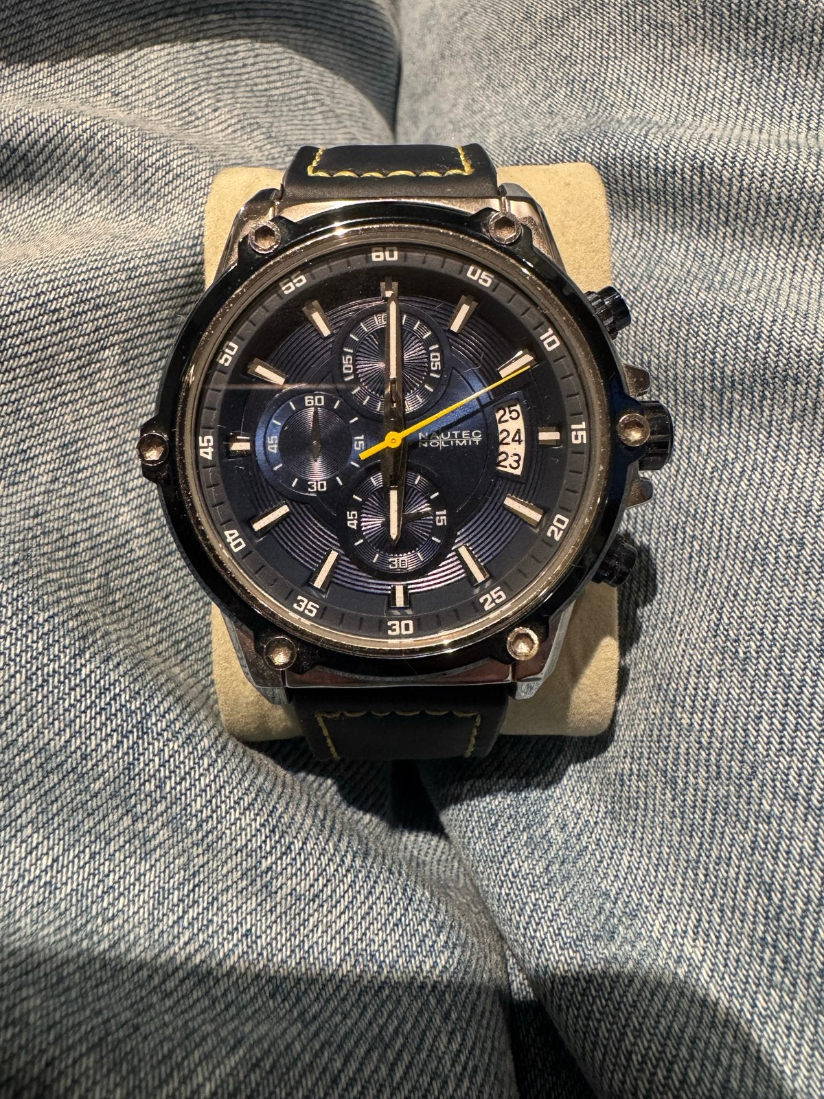 Nautec No Limit herenhorloge - Batterij leeg, Sieraden, Tassen en Uiterlijk, Overige merken, Leer, Staal, Polshorloge