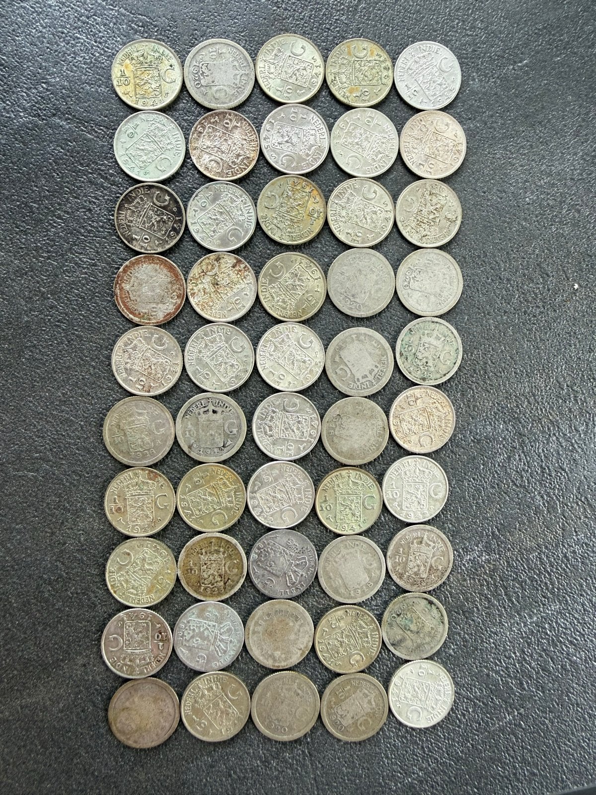 50 Zilveren Dubbeltjes uit Nederlands-Indië, Postzegels en Munten, Munten | Nederland, Setje, Zilver, Ophalen of Verzenden, 10 cent