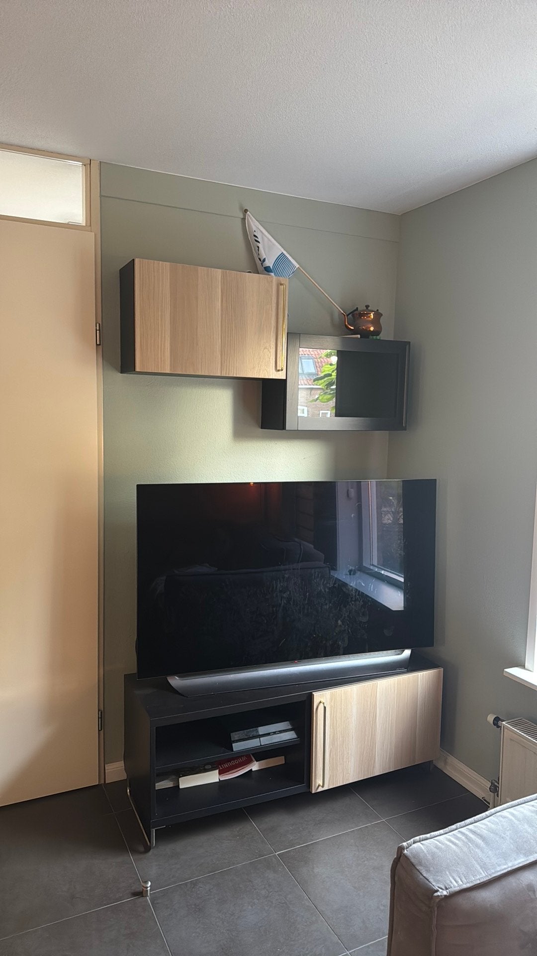 Tvmeubel met bovenkastjes IKEA, Huis en Inrichting, Kasten | Wandmeubels, Ophalen, Gebruikt, Minder dan 150 cm, Minder dan 100 cm