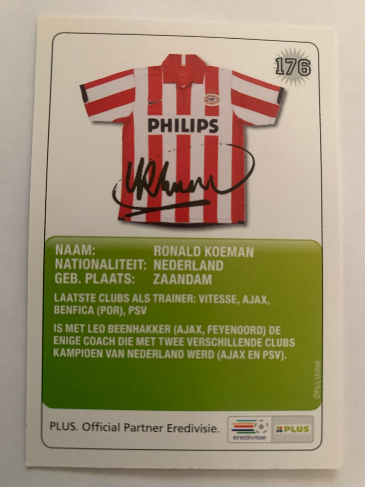 Ronald Koeman PSV Spelerskaart - PLUS Eredivisie, Verzamelen, Ophalen of Verzenden, Zo goed als nieuw, PSV, Spelerskaart