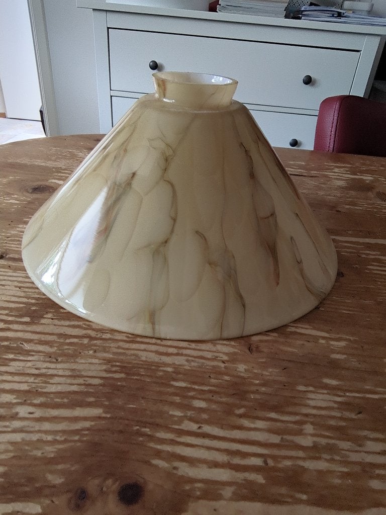 Oude artdeco gemarmerde lampenkap, Huis en Inrichting, Lampen | Lampenkappen, Ophalen, Overige kleuren, Art deco, Rond