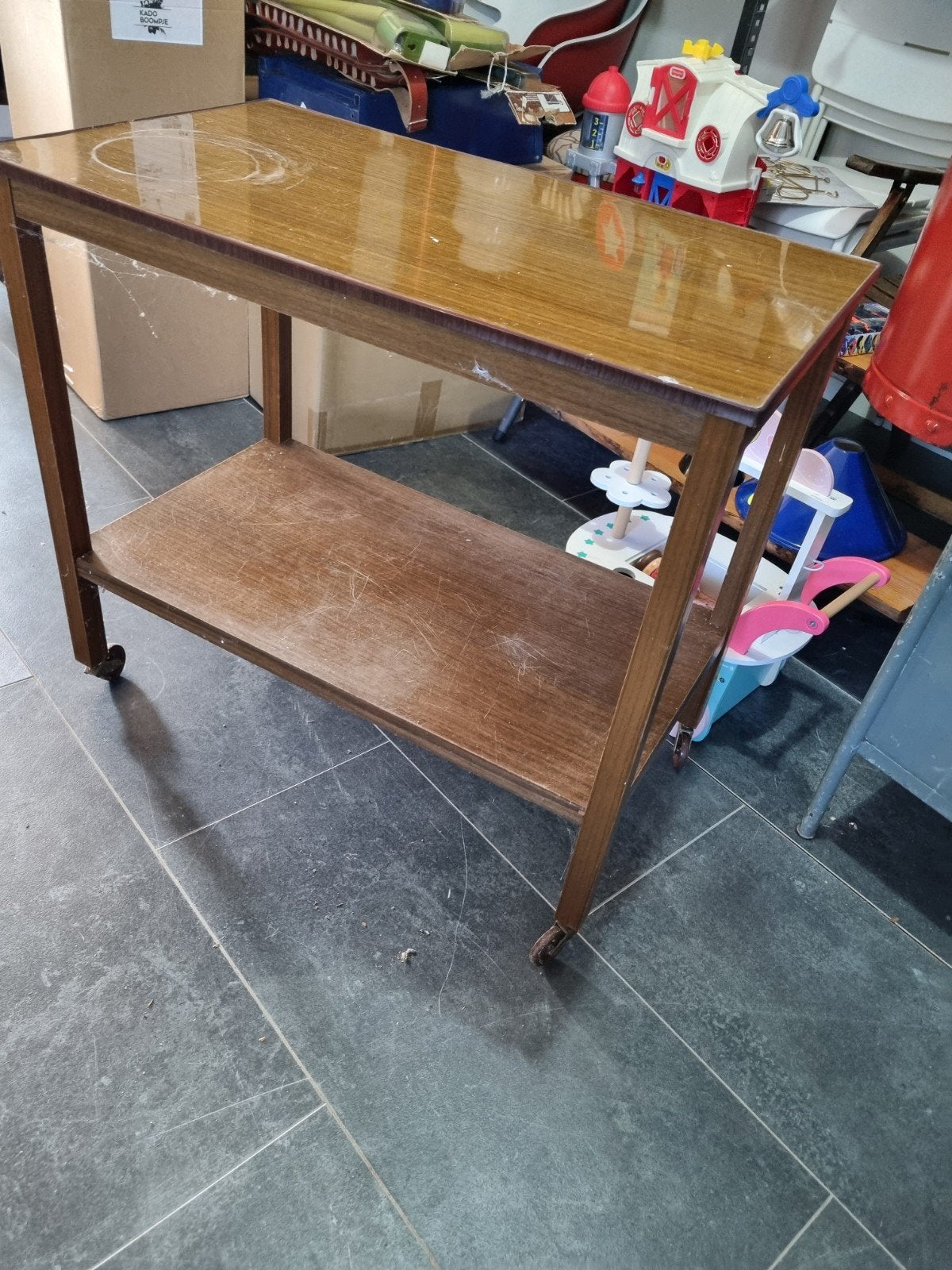 vintage serveertafel barcart, Ophalen, Gebruikt, Rechthoekig, Minder dan 55 cm