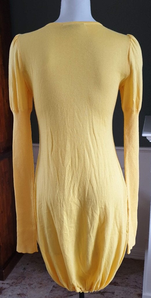 Sibin Linnebjerg mooie gele trui jurk XS 34, Kleding | Dames, Verzenden, Geel, Zo goed als nieuw, Knielengte