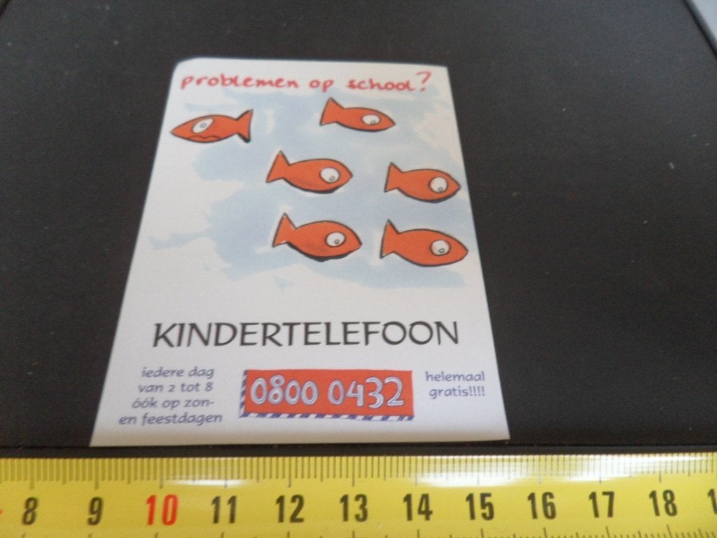 sticker kindertelefoon problemen op school? strip vissen, Ophalen of Verzenden, Zo goed als nieuw