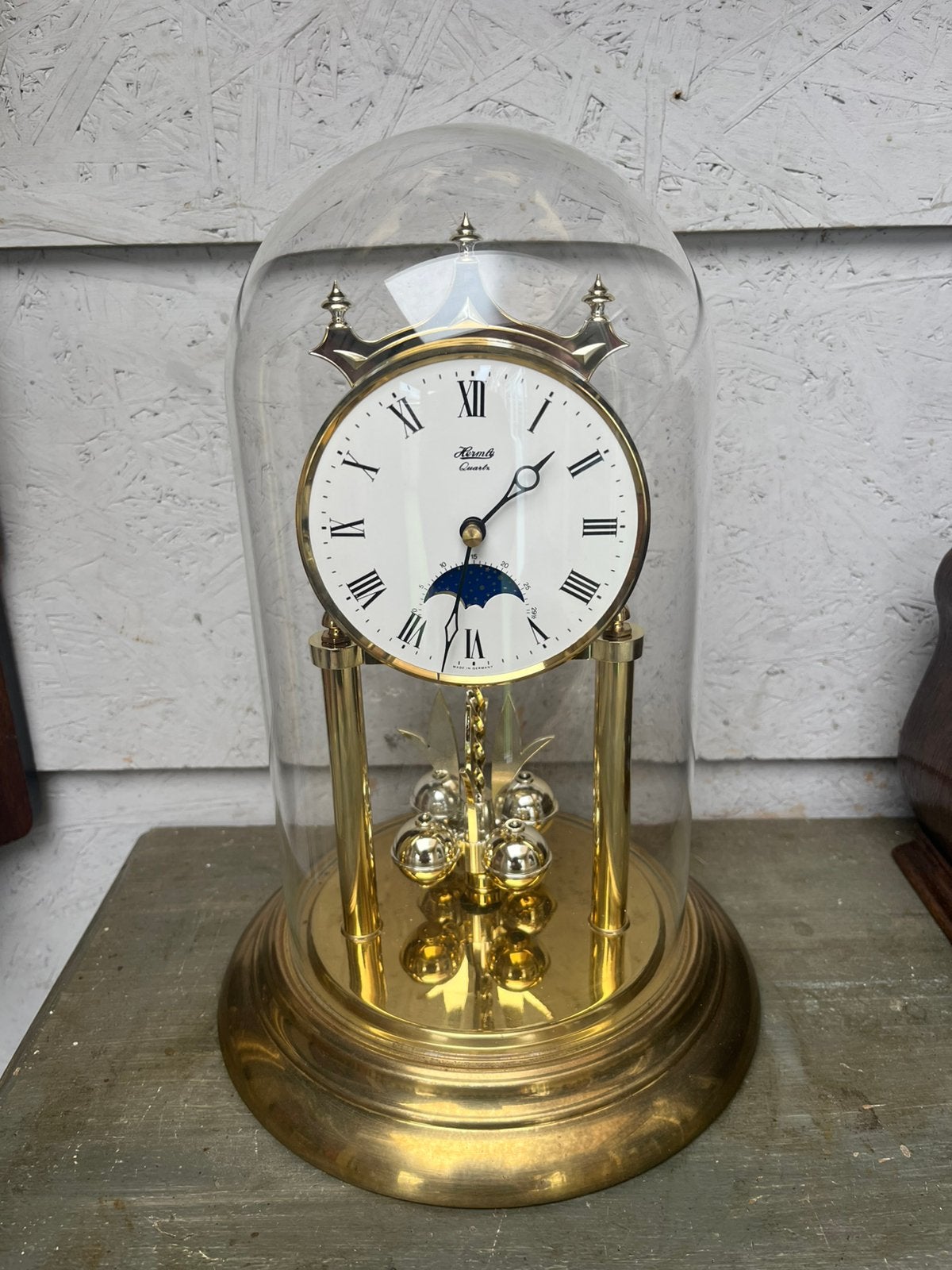 Duitse Hermle quartz jaarpendule/ stolpklok, Antiek en Kunst, Antiek | Klokken, Ophalen