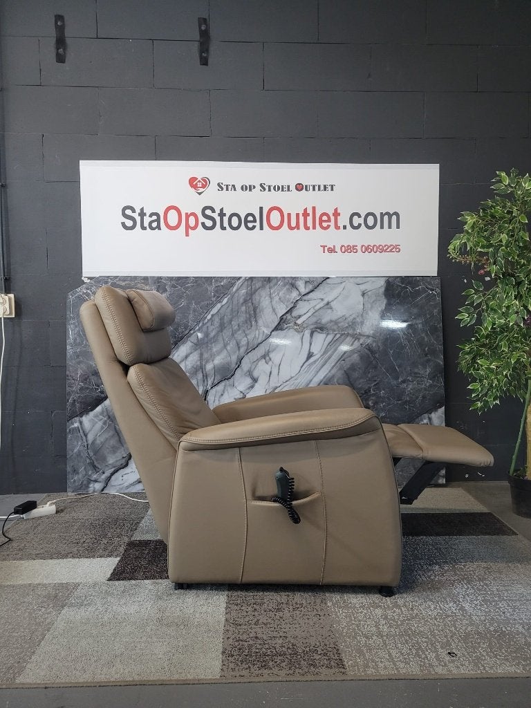 Staopstoel Prominent Leder Taupe, Minder dan 75 cm, Leer, Ophalen of Verzenden, Zo goed als nieuw