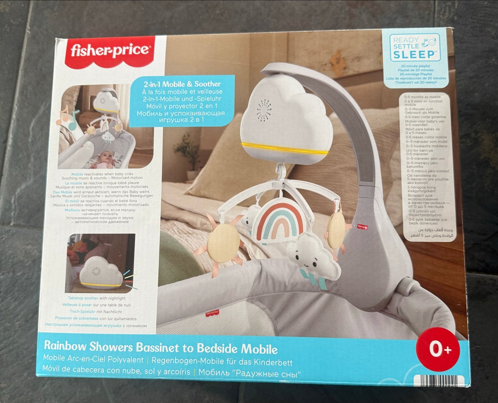 Fisher-Price Rainbow Showers Bassinet to Bedside Mobile, Kinderen en Baby's, Ophalen, Nieuw, Mobiel, Met licht