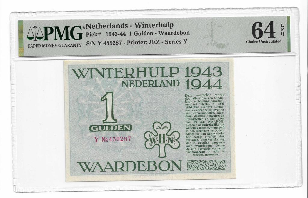 1 Gulden Winterhulp 1943-44 PMG64, Postzegels en Munten, Bankbiljetten | Nederland, Ophalen of Verzenden, Los biljet
