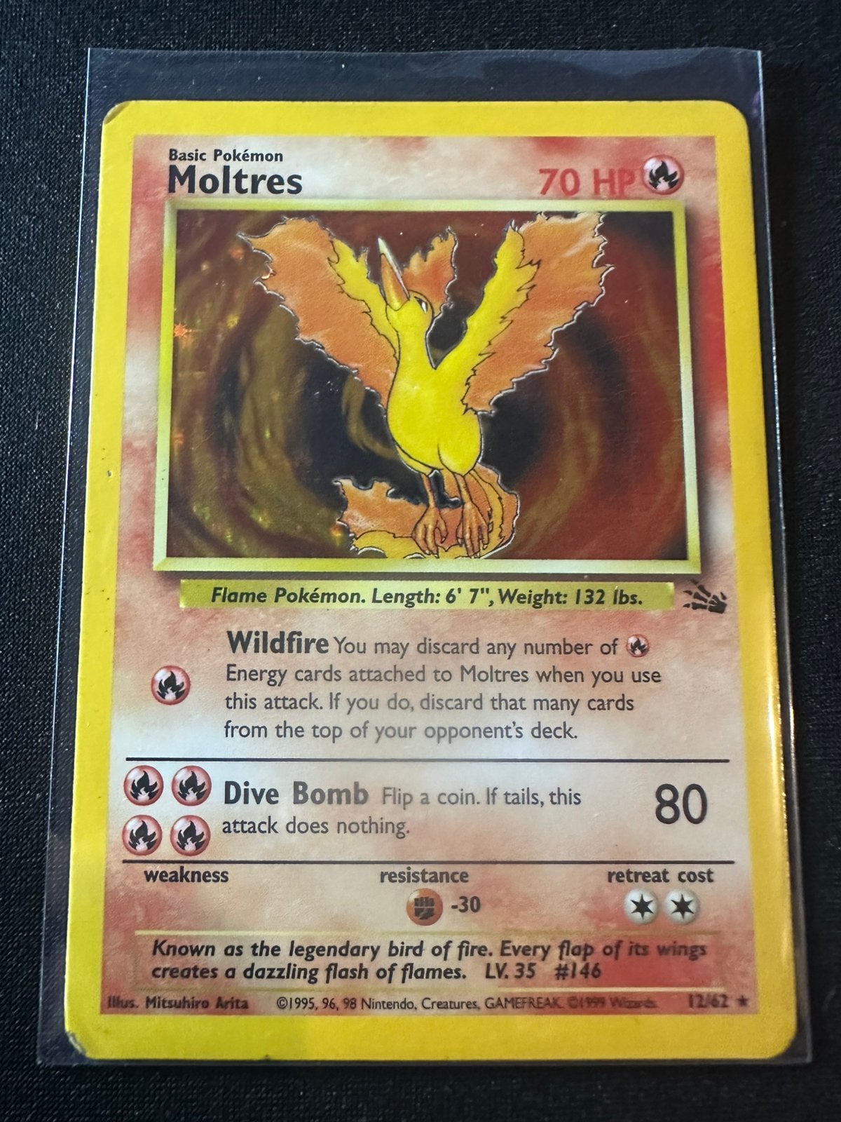 Moltres Holo - Pokemon Fossil Set - Engels - GD, Ophalen of Verzenden, Gebruikt, Losse kaart