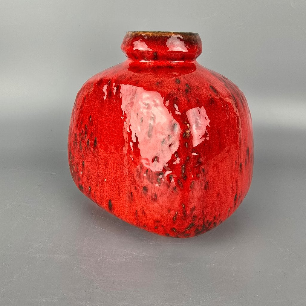 Vintage West-Duitse Fat Lava vaas. Ruscha 814 rood, Ophalen of Verzenden