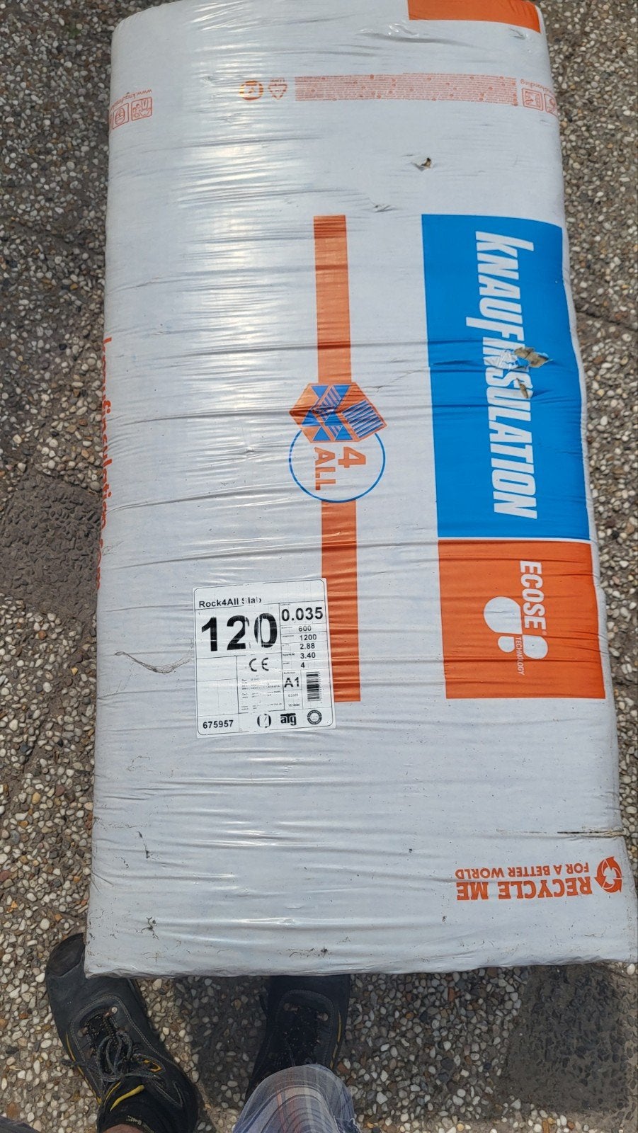 3 pakken Knauf steenwol isolatie 120mm dik, 600x1200mm, Ophalen, 12 cm of meer, Nieuw, Steenwol