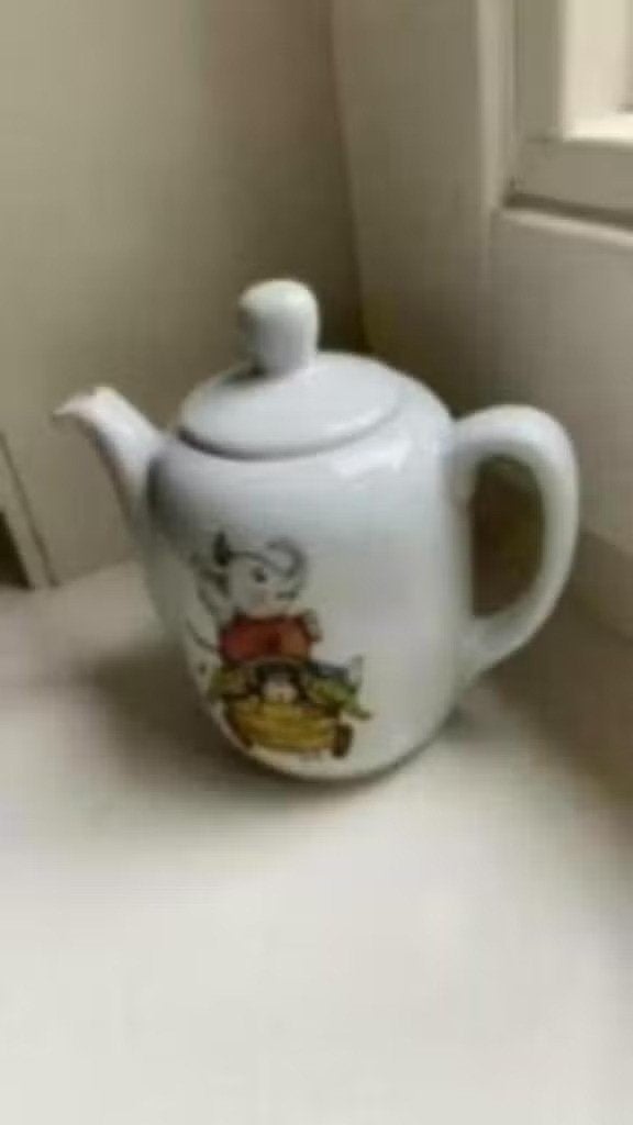 Douwe Egberts : olle en appie theepotje, Huis en Inrichting, Keuken | Servies, Gebruikt, Overige typen, Ophalen of Verzenden, Glas