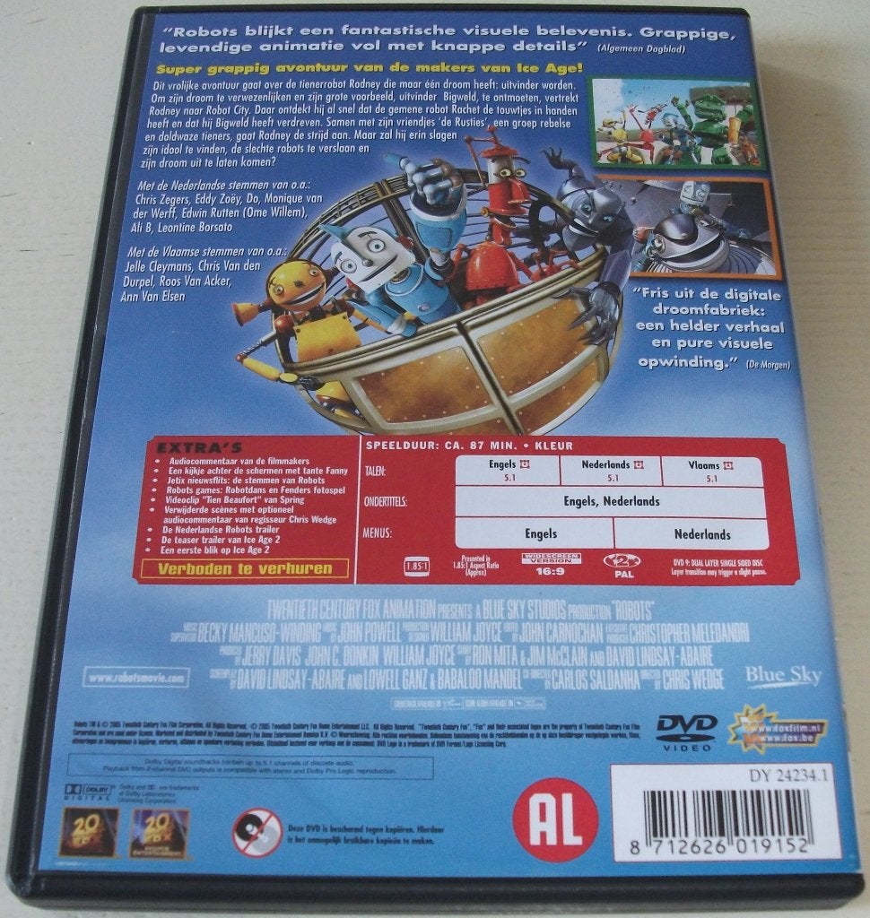 Dvd *** ROBOTS ***, Avontuur, Alle leeftijden, Nederlands, Ophalen of Verzenden