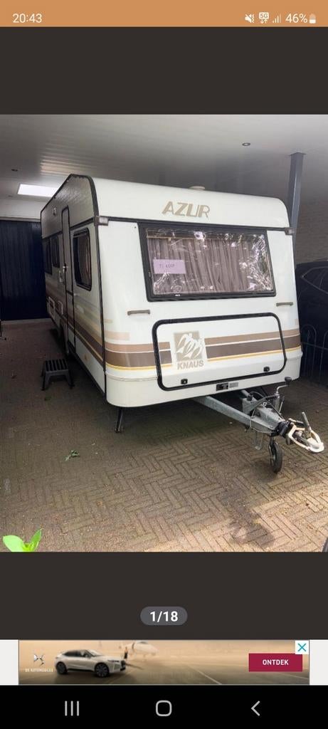 Knaus Azur caravan, bouwjaar 1989, Vast bed, Rondzit, Particulier, 500 - 750 kg