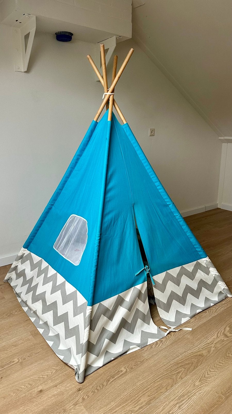 Leuke Kinder Tipi Tent - Blauw met Zigzag Patroon, Ophalen of Verzenden, Zo goed als nieuw
