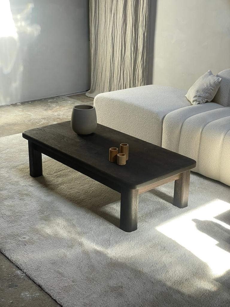 Salontafel UNIEK! shou sugi ban, Ophalen, 100 tot 150 cm, Japandi, wabi sabi, minimalistisch, Eikenhout