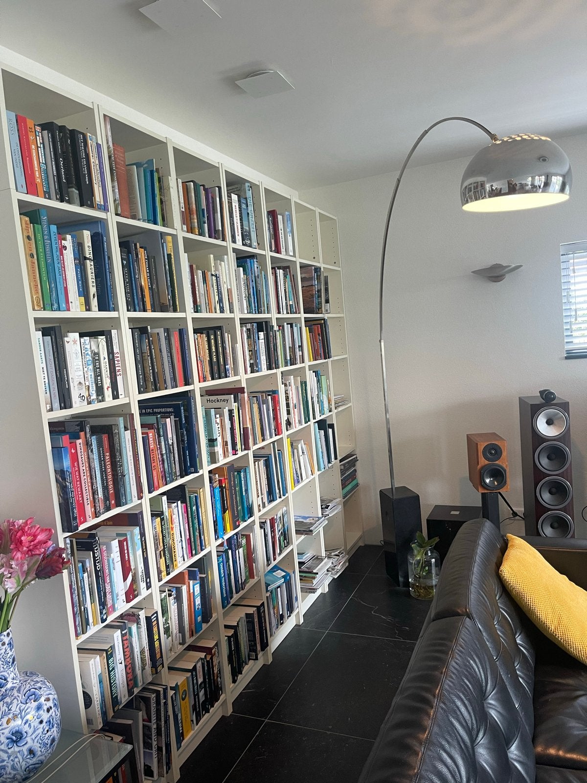 Moderne booglamp met chromen kap, Ophalen, Gebruikt, Metaal, 200 cm of meer