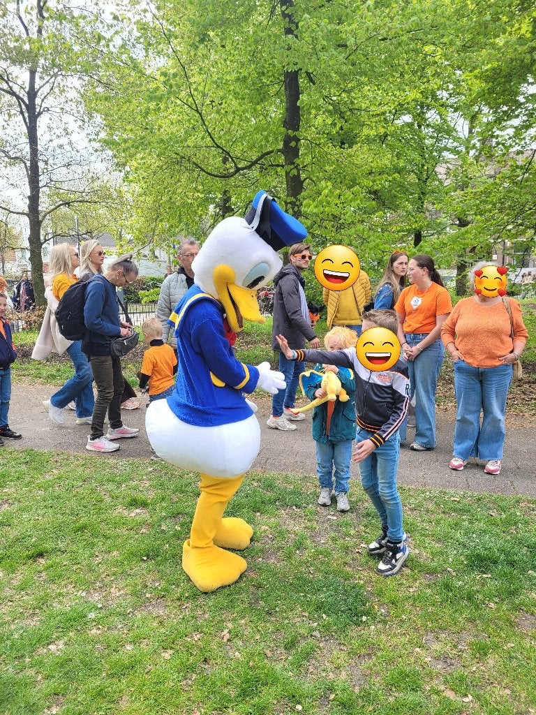 Donald Duck Mascotte, Entertainment, Kinderfeestje, Ophalen of Verzenden, Nieuw, Verjaardag