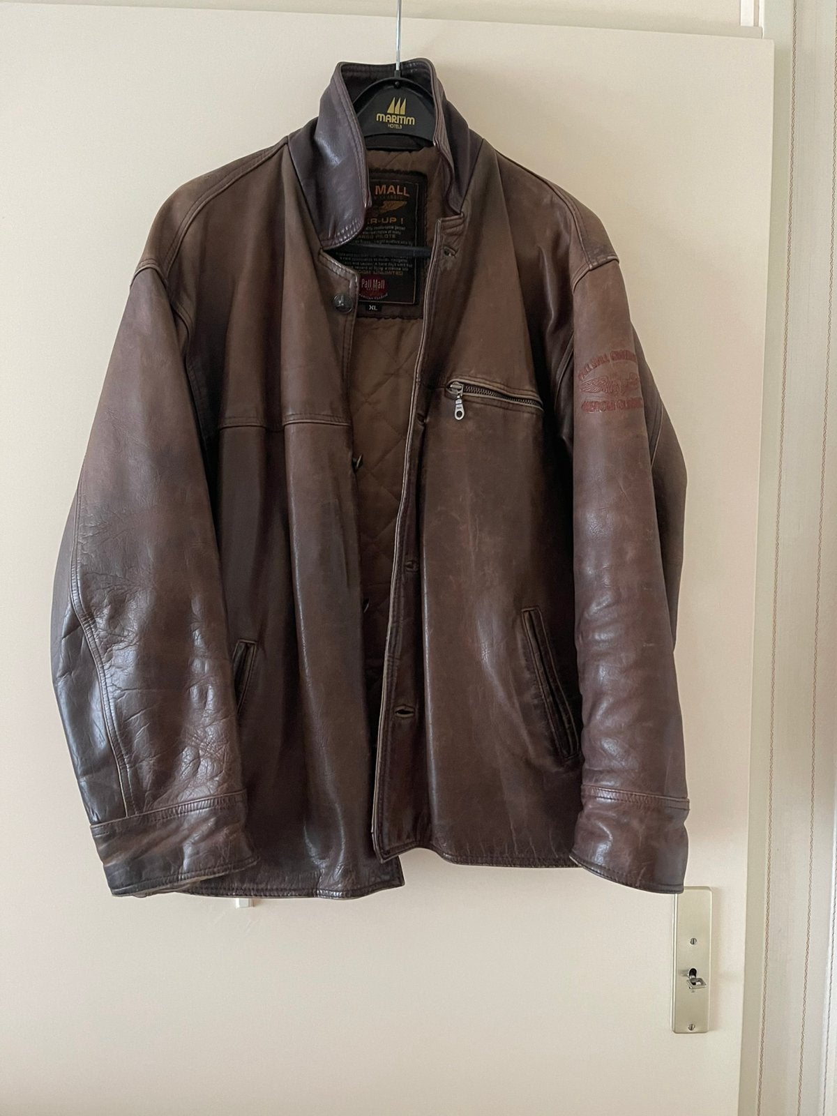 Pall Mall Mooie Lederen Pilotenjas/Herenjas/Jas/Coat, Ophalen of Verzenden, Gedragen, Maat 56/58 (XL), Bruin