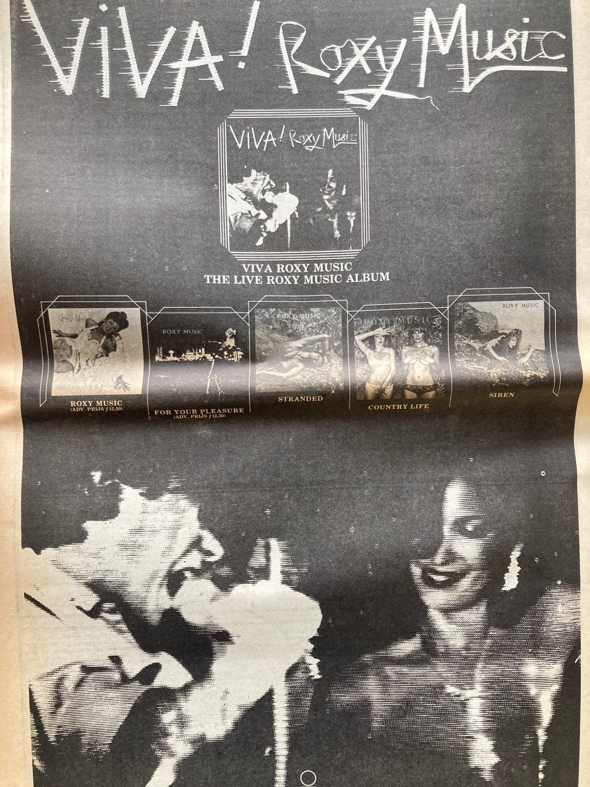 Paginagrote A3 advertentie ROXY MUSIC Viva release, Ophalen of Verzenden, Zo goed als nieuw