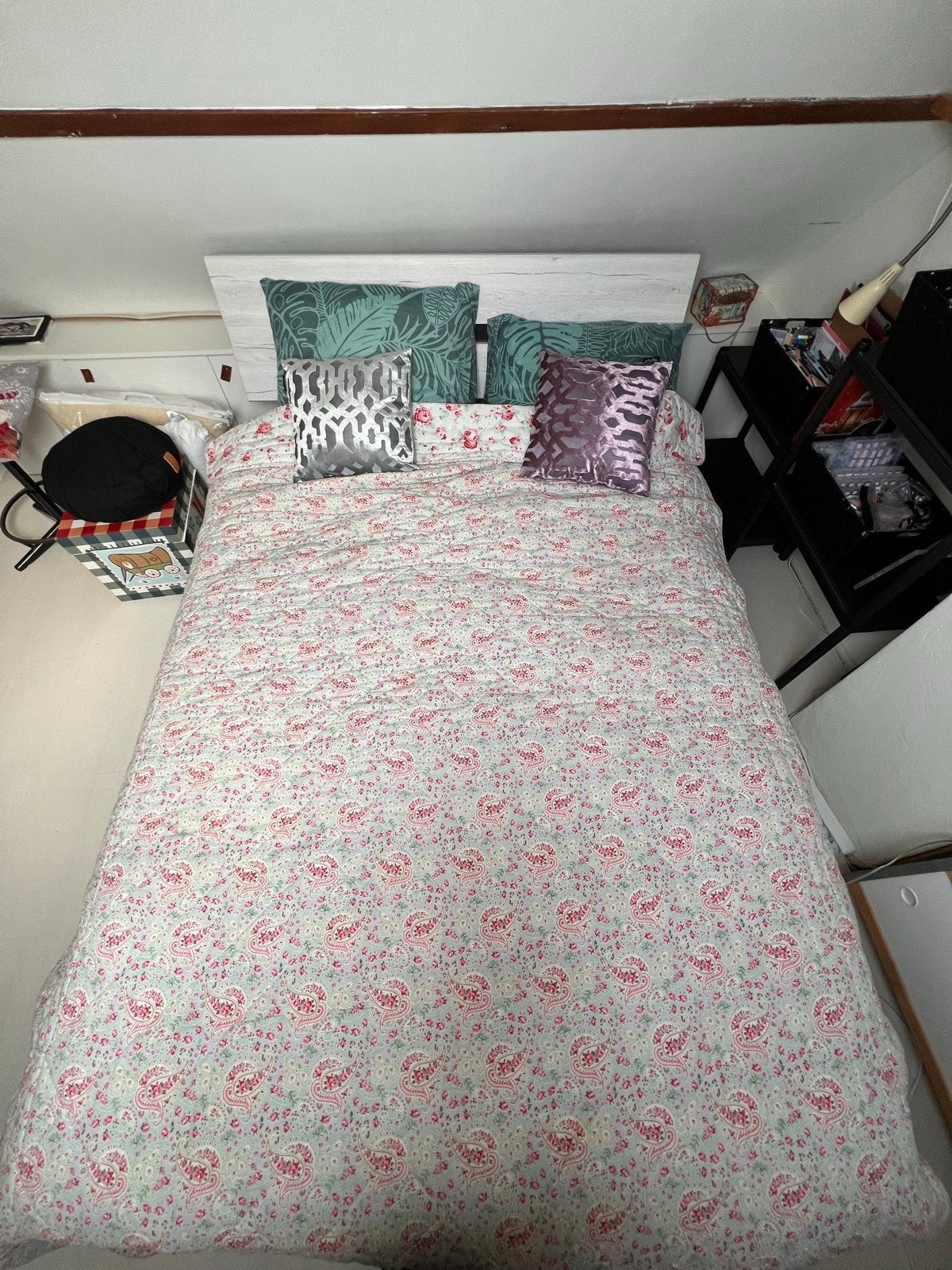 Tweepersoons bed 140x200 met lattenbodem en matras, Ophalen, Gebruikt, Wit, Tweepersoons