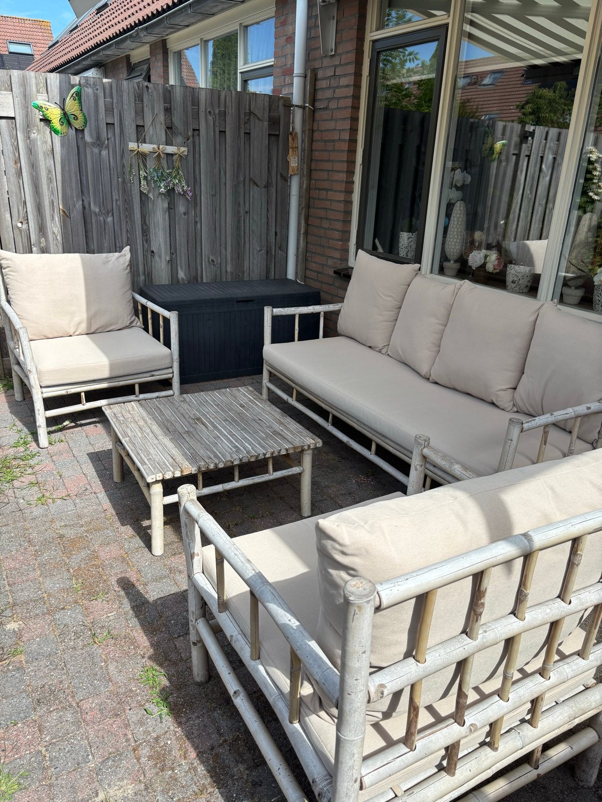 Bamboe loungeset compleet merk Sediamo, Tuin en Terras, Tuinsets en Loungesets, Ophalen, Gebruikt, Loungeset, Bank