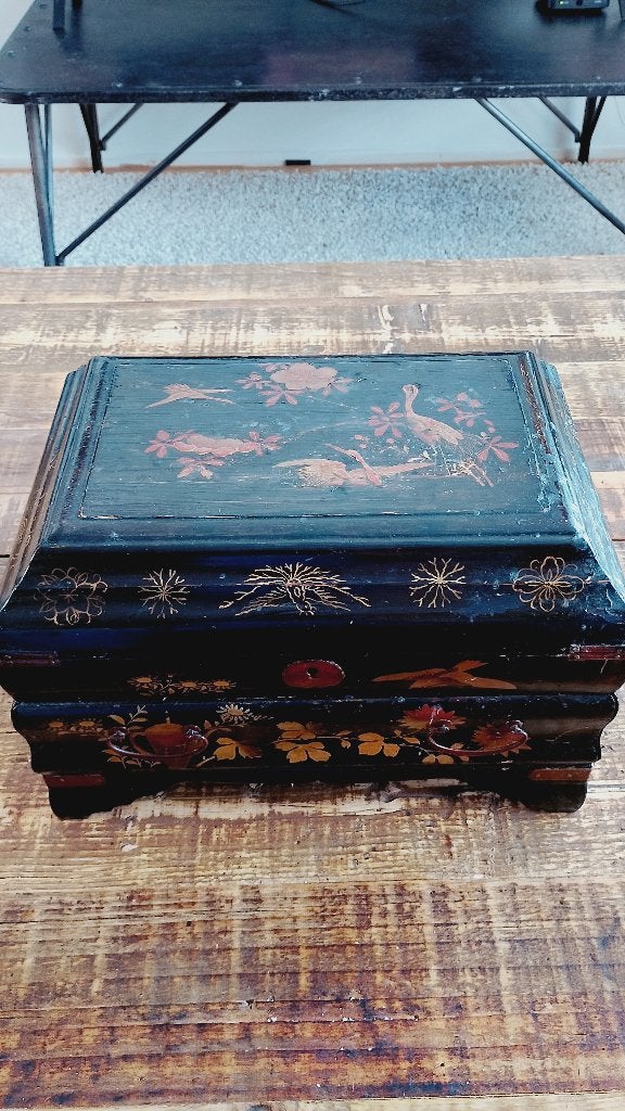 Antieke grote Japanse sieraden kistje 19e eeuws, Ophalen of Verzenden