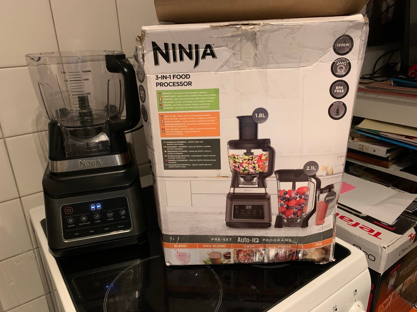 Ninja 3-in-1 Food Processor - Blender, Hakmolen, Keukenmachi, Gebruikt, 1 tot 2 liter, 3 snelheden of meer, Ophalen of Verzenden