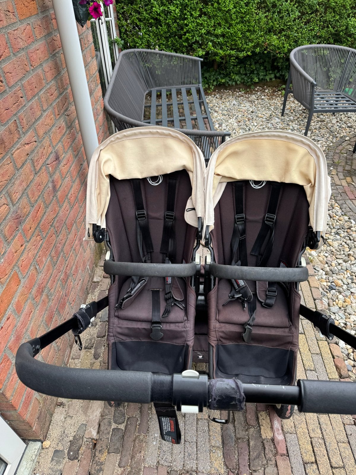 Bugaboo Donkey 2 Duo kinderwagen - Zwart/Beige, Gebruikt, Ophalen, Kinderwagen, Duowagen