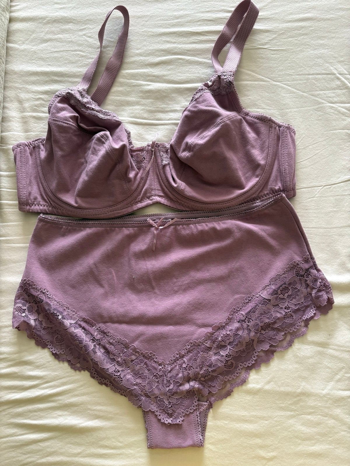 Lila Lingerie Setje (BH 95D & Slip XXL) - Katoen/Elastaan, Ophalen of Verzenden, Paars, Setje