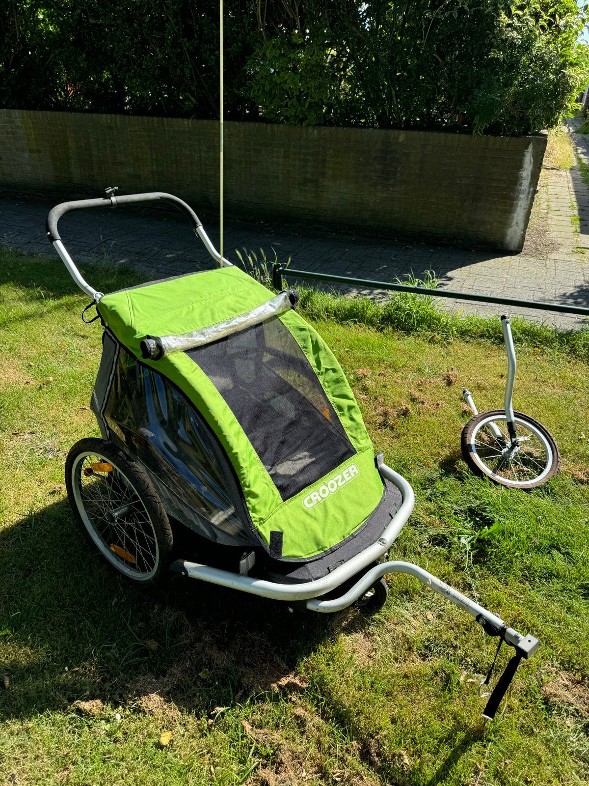 Croozer Kid 2 fietskar/wandelwagen - Groen, Fietsen en Brommers, Ophalen, Gebruikt, Opvouwbaar, Kinderkar