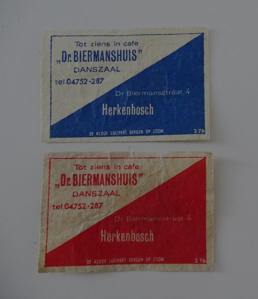 Café   DE BIERMANSHUIS  Danszaal    HERKENBOSCH, Verzenden, Gebruikt, Luciferdoosjes of -merken