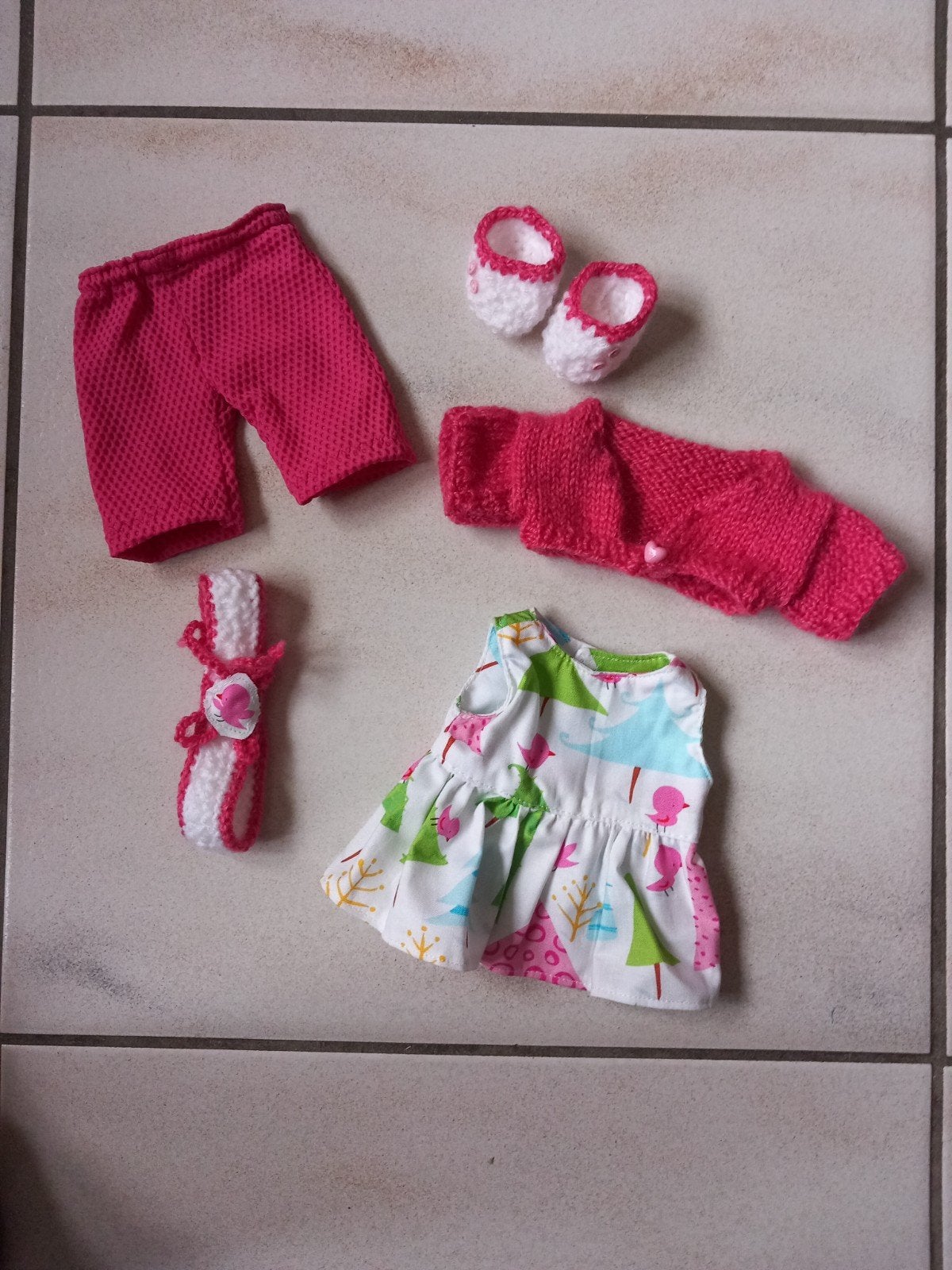 Zelfgemaakte poppenkleertjes voor pop 32 cm 5 delig., Kinderen en Baby's, Speelgoed | Poppen, Ophalen of Verzenden, Nieuw, Babypop