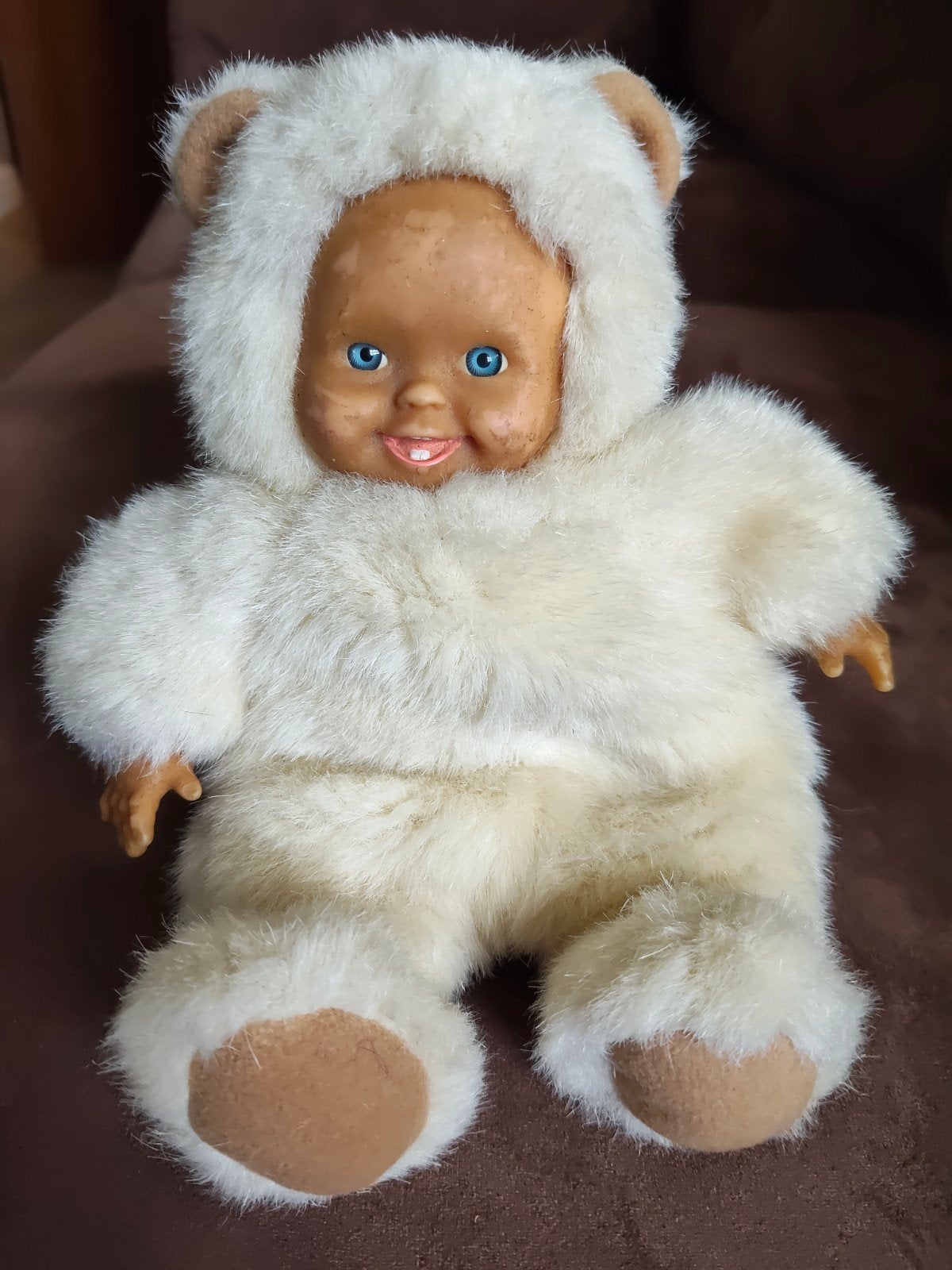 Vintage Anne Geddes Babypop Wit Beertje – Pluche Knuffel, Ophalen of Verzenden, Gebruikt, Stoffen beer, Overige merken