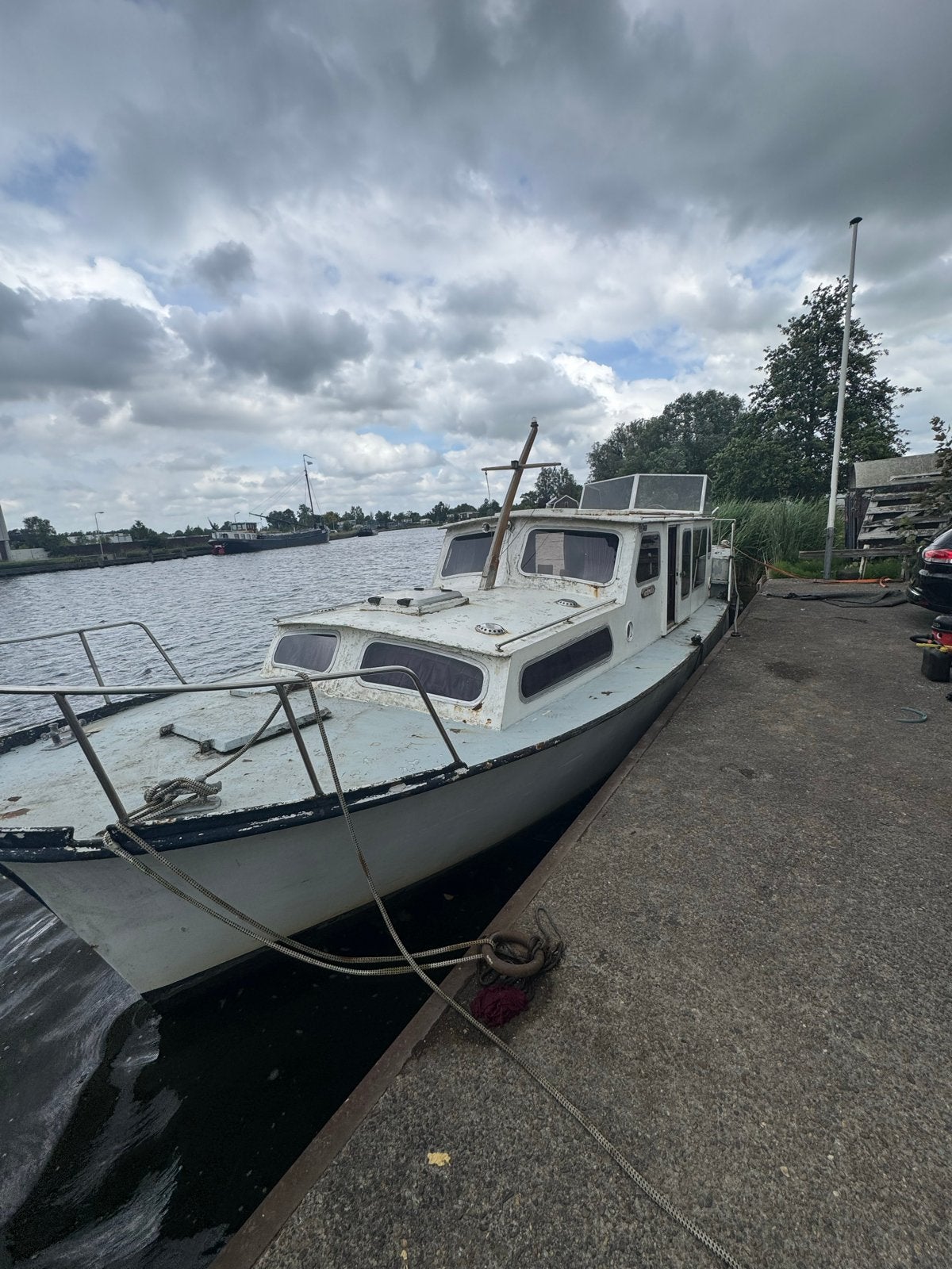 Jordaankruiser 12m met motor en boegschroef - Opknapper, Ophalen, Gebruikt, Binnenboordmotor, Kruiser