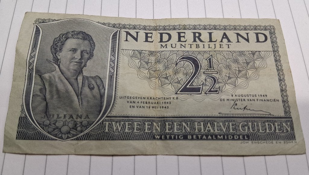 Muntbiljet 2,50 gulden 1949, Postzegels en Munten, Ophalen of Verzenden, 2½ gulden, Los biljet