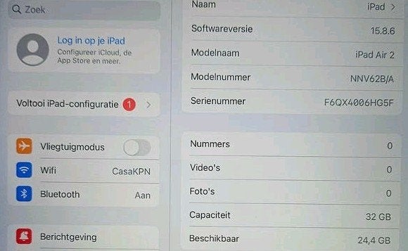 iPad Air 2 32GB Wit (excl. oplader, incl. hoes), Computers en Software, Apple iPads, Gebruikt, 32 GB, Wit, Apple iPad Air