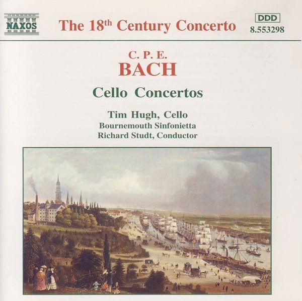 CPE BACH Cello concertos CD HUGH NAXOS, Ophalen of Verzenden, Barok, Gebruikt, Orkest of Ballet