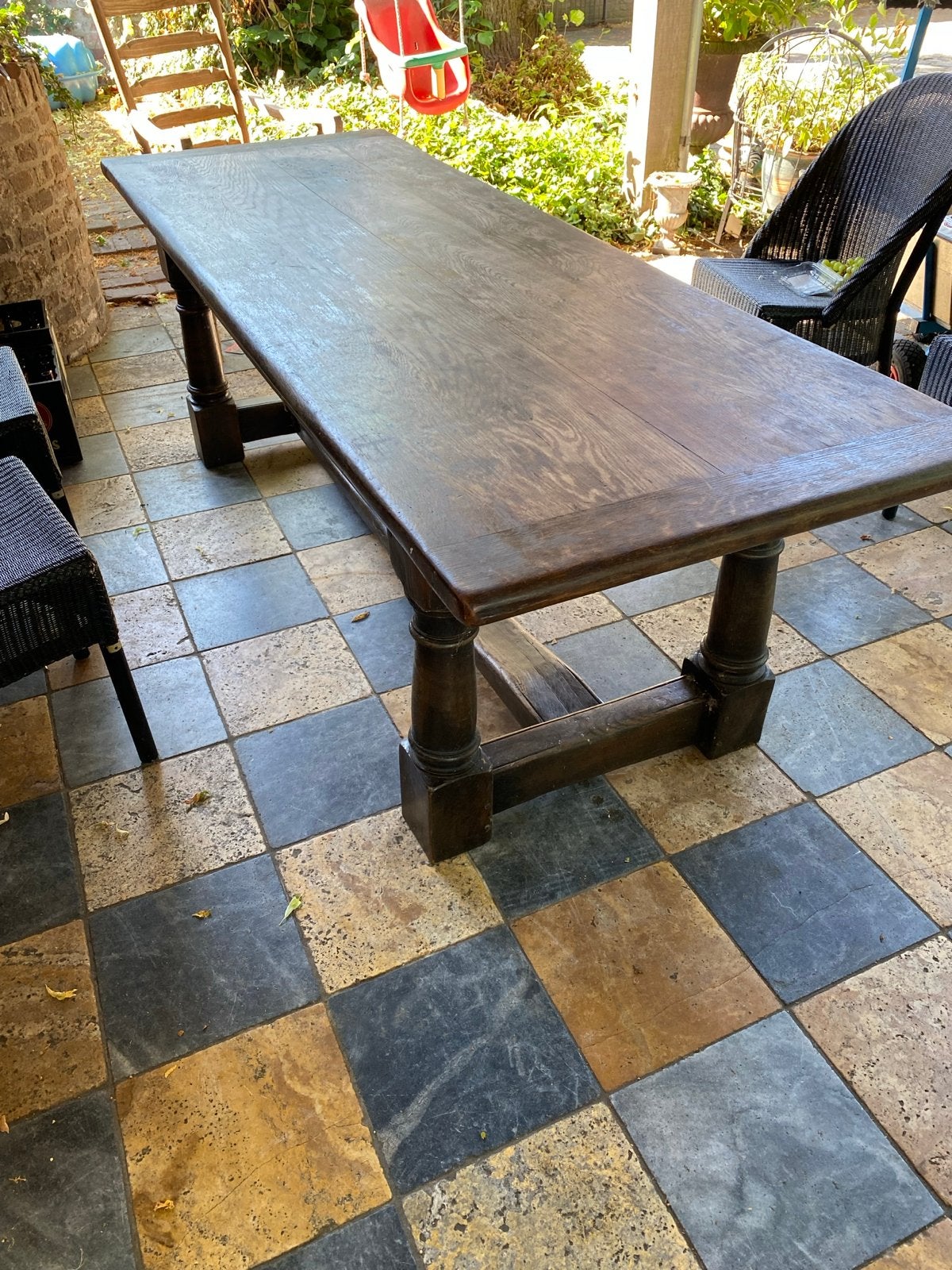 Oude Engelse eiken kloostertafel - 225 x 81 cm, Ophalen