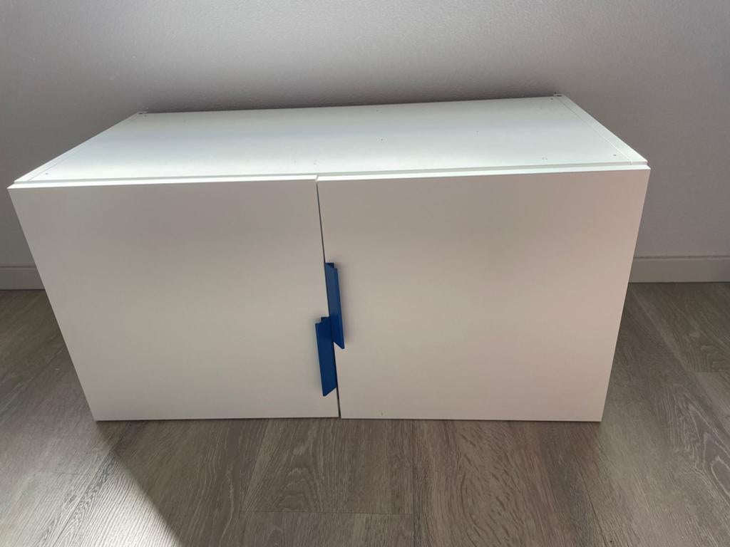 IKEA Plasta Kast - Wit met blauwe handgrepen, Ophalen, Overige materialen, Gebruikt, 50 tot 100 cm