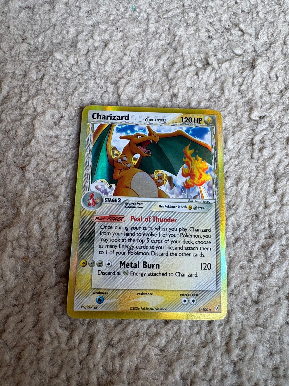 Pokemon kaart charizard 4/100 holo delta species, Ophalen of Verzenden, Zo goed als nieuw