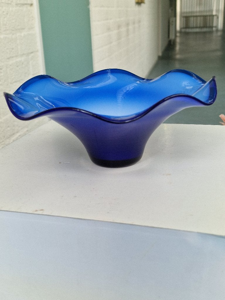 Vintage Fazzoletto Glazen Schaal Kobaltblauw, Ophalen of Verzenden