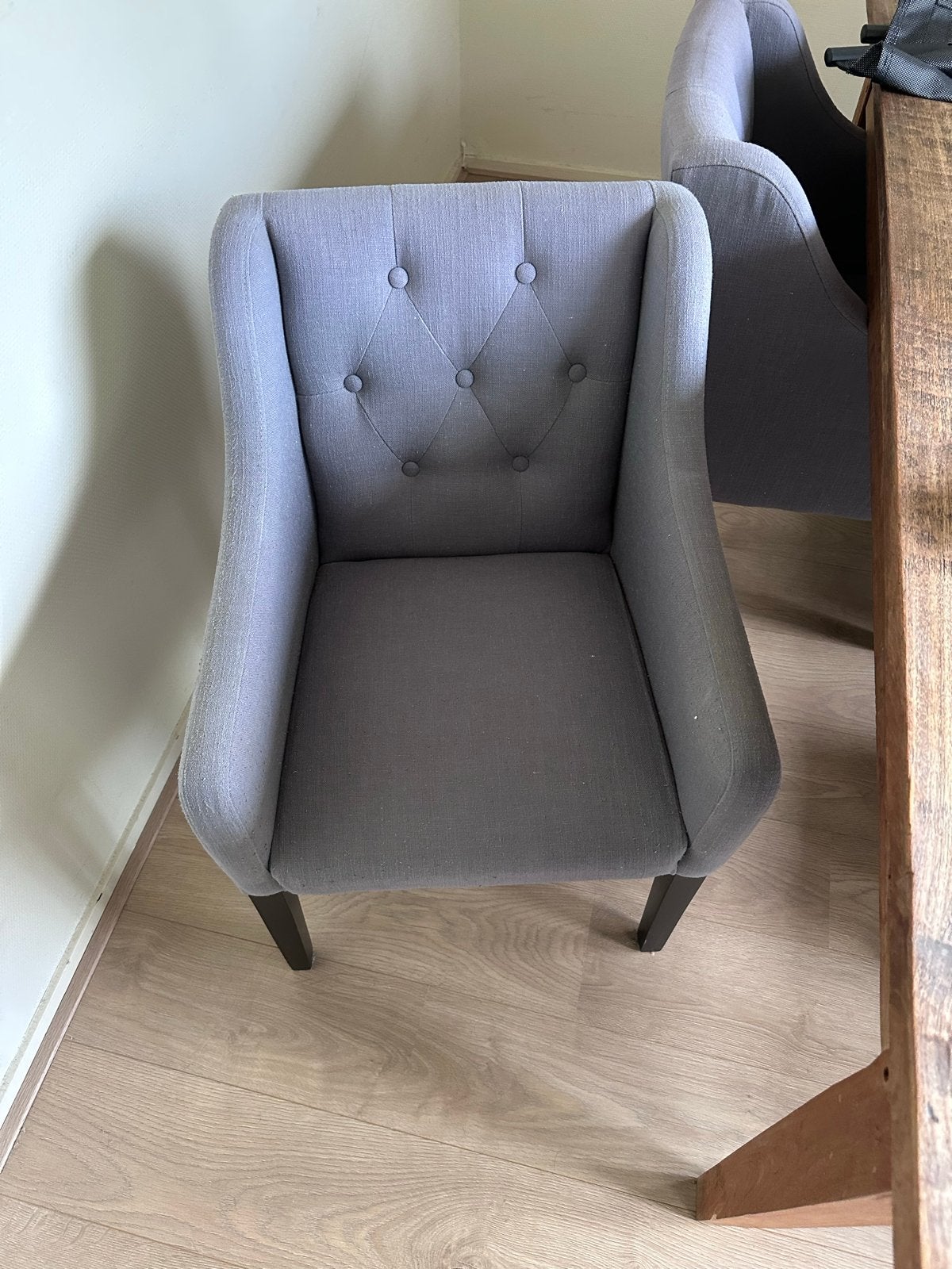 Set van 4 eetkamerstoelen – Grijs / Lila fauteuils, Ophalen, Gebruikt, Eén, Stof