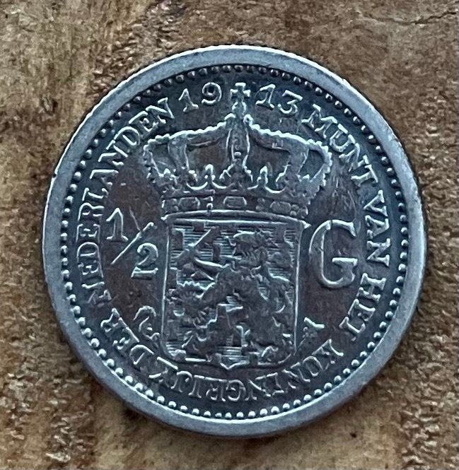 halve gulden 1913 Wilhelmina, Ophalen, ½ gulden, Zilver, Koningin Wilhelmina