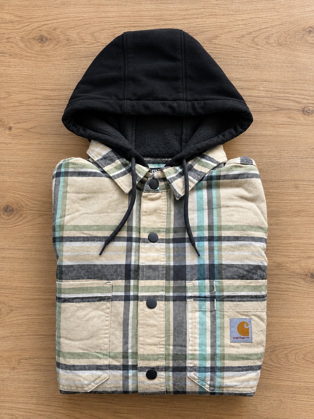 Carhartt Rugged Flex Hooded Plaid Jacket Beige/Green Size M, Ophalen of Verzenden, Zo goed als nieuw, Maat 48/50 (M), Beige