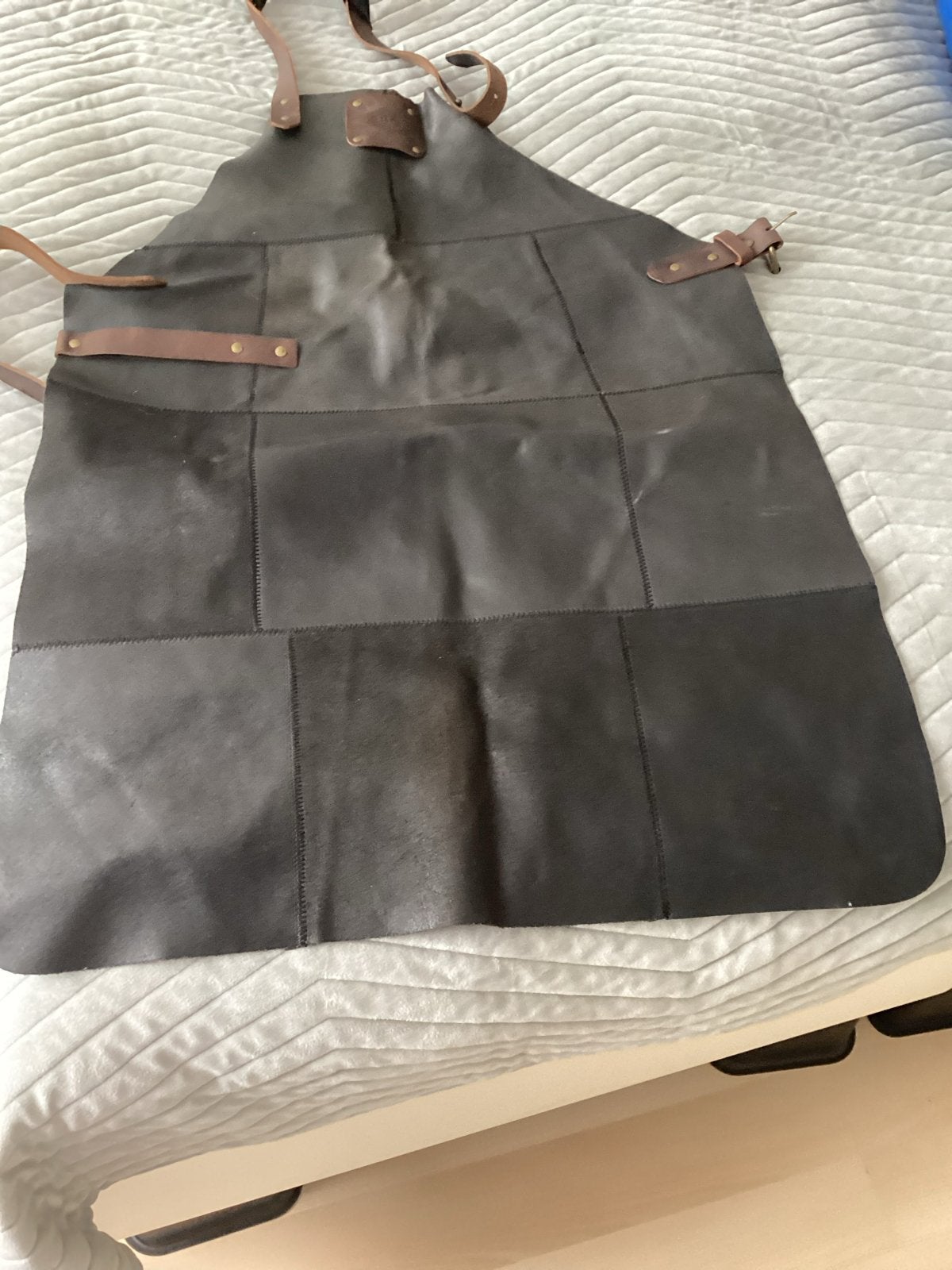 Leren Schort - Zwart Patchwork Design, Ophalen, Zo goed als nieuw