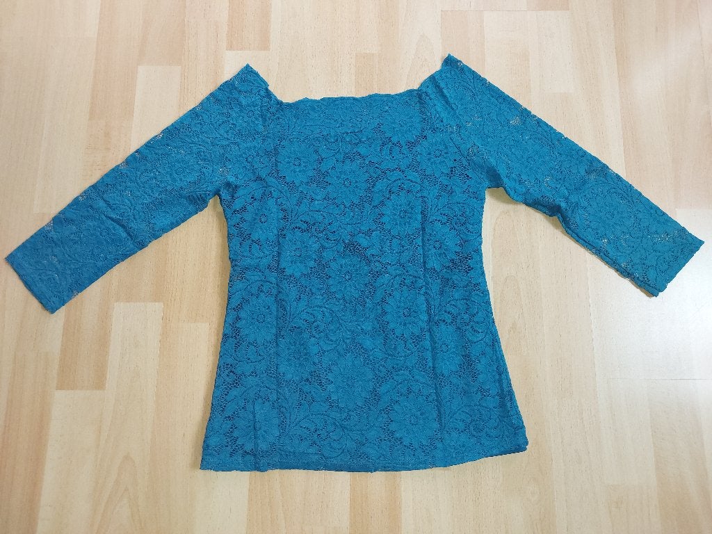 Kanten shirt, Maat 38/40 (M), Zwart, Ophalen of Verzenden, Zo goed als nieuw